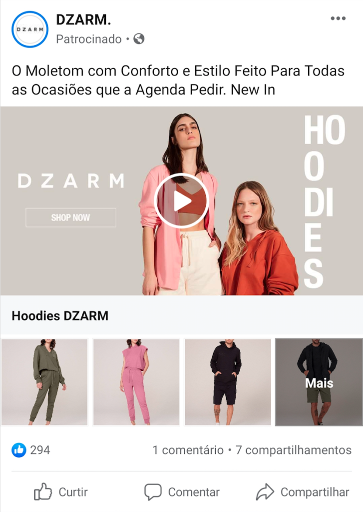 Exemplo de Anúncio em Coleção - Facebook Ads