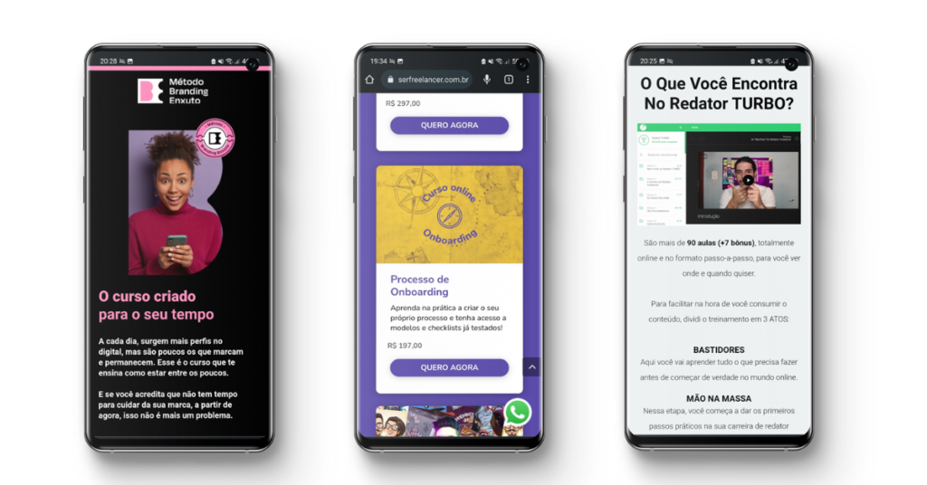 Exemplo de cursos online